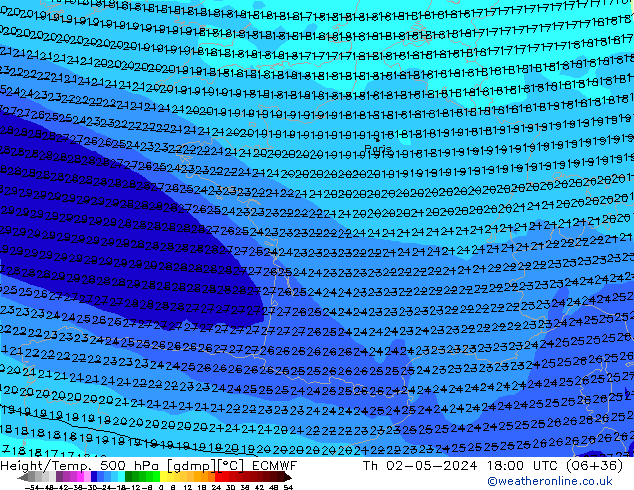 Z500/Rain (+SLP)/Z850 ECMWF Th 02.05.2024 18 UTC