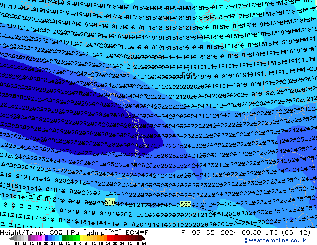 Z500/Rain (+SLP)/Z850 ECMWF Sex 03.05.2024 00 UTC