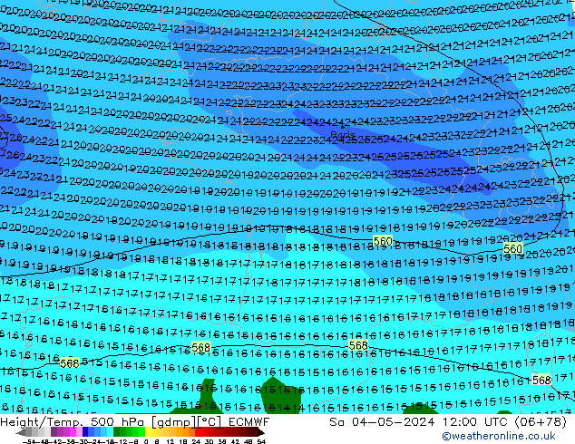 Z500/Rain (+SLP)/Z850 ECMWF Sa 04.05.2024 12 UTC