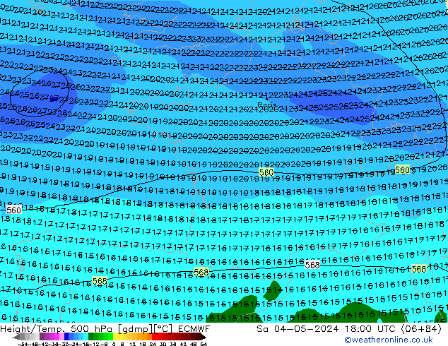 Z500/Regen(+SLP)/Z850 ECMWF za 04.05.2024 18 UTC