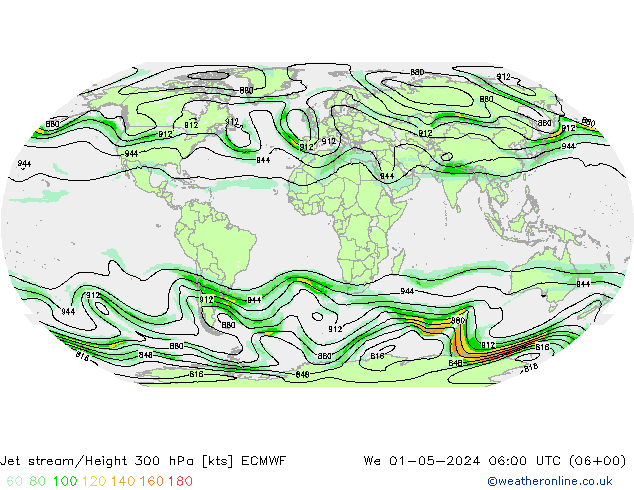 Jet Akımları ECMWF Çar 01.05.2024 06 UTC