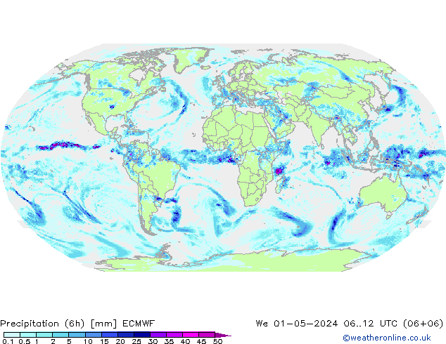 Neerslag 6h/Wind 10m/950 ECMWF wo 01.05.2024 12 UTC