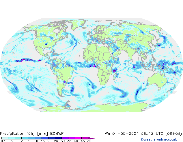 Z500/Rain (+SLP)/Z850 ECMWF Mi 01.05.2024 12 UTC