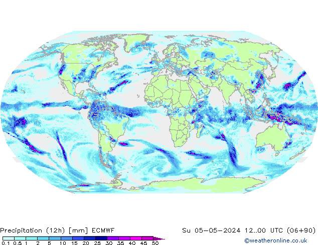 Precipitation (12h) ECMWF Su 05.05.2024 00 UTC