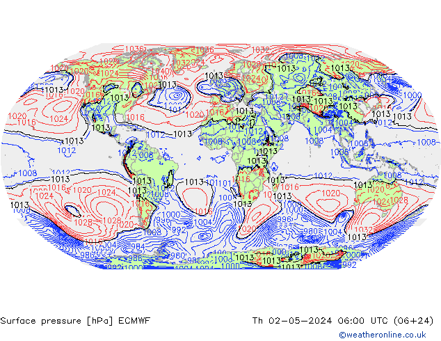 Surface pressure ECMWF Th 02.05.2024 06 UTC