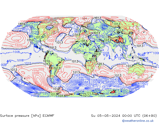 Pressione al suolo ECMWF dom 05.05.2024 00 UTC