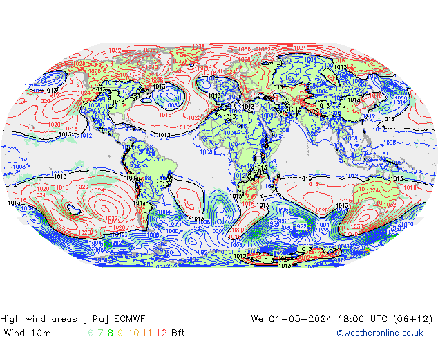 Izotacha ECMWF śro. 01.05.2024 18 UTC