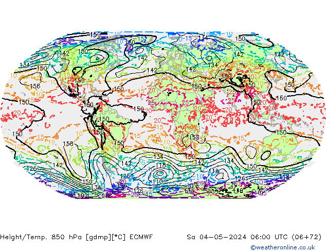 Height/Temp. 850 hPa ECMWF so. 04.05.2024 06 UTC