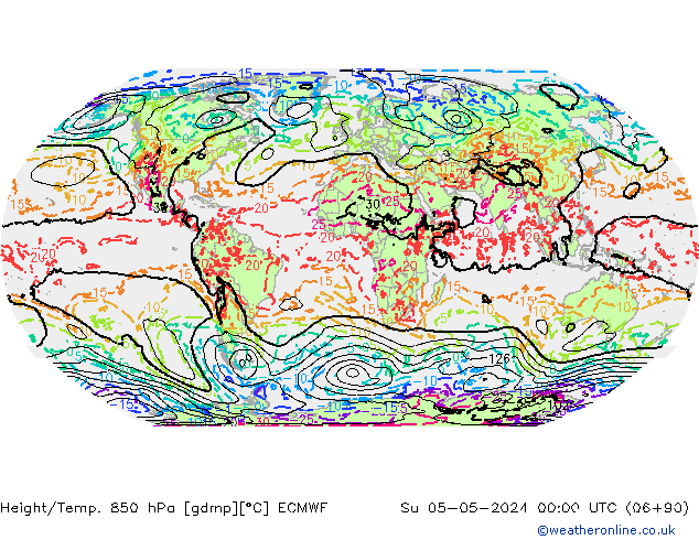 Height/Temp. 850 hPa ECMWF dom 05.05.2024 00 UTC