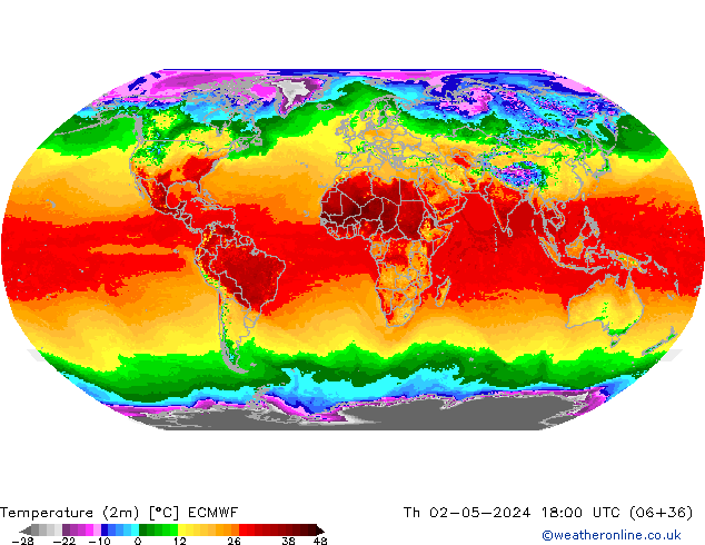 карта температуры ECMWF чт 02.05.2024 18 UTC