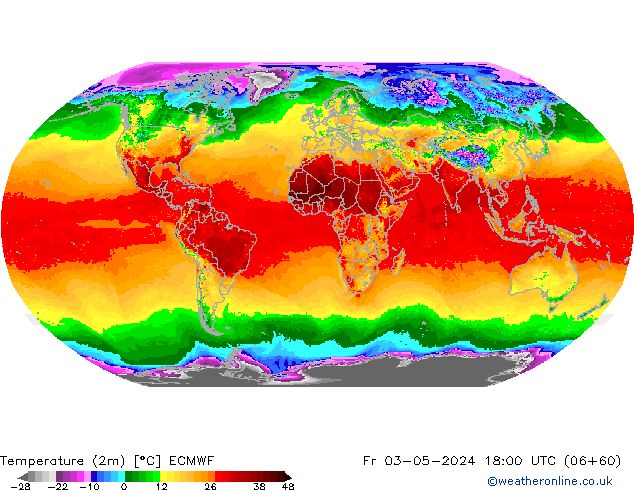 Temperatura (2m) ECMWF Sex 03.05.2024 18 UTC