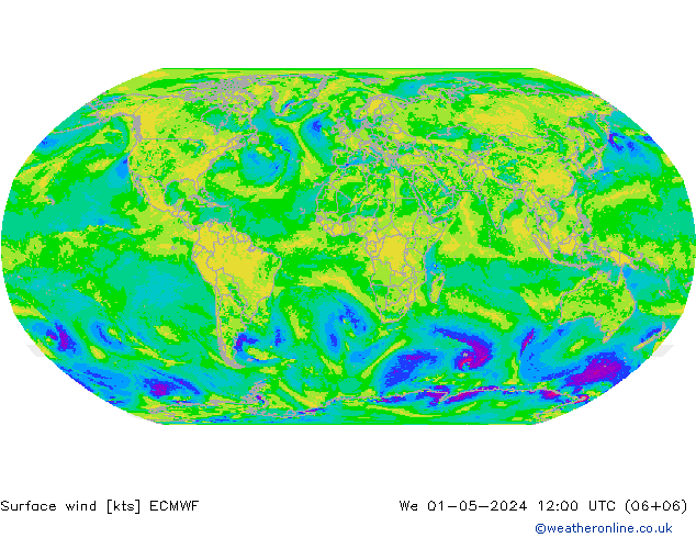 Neerslag 6h/Wind 10m/950 ECMWF wo 01.05.2024 12 UTC