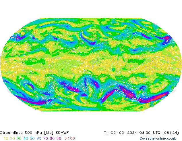 Stromlinien 500 hPa ECMWF Do 02.05.2024 06 UTC