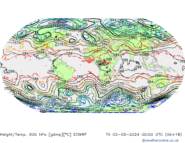 Yükseklik/Sıc. 500 hPa ECMWF Per 02.05.2024 00 UTC