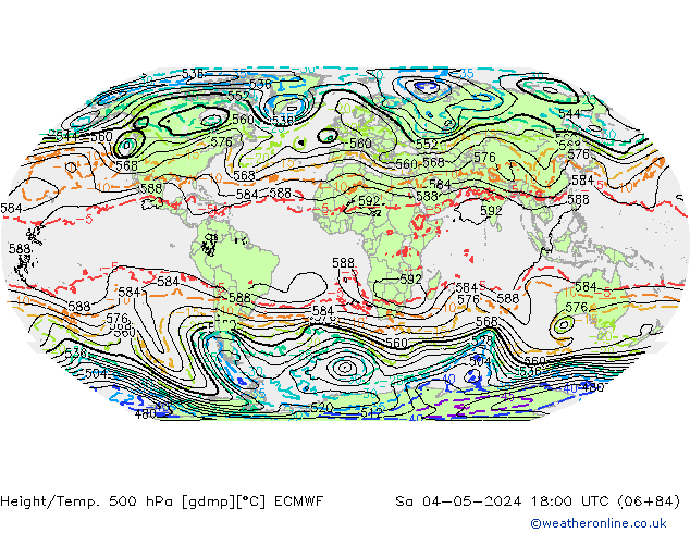 Z500/Rain (+SLP)/Z850 ECMWF Sa 04.05.2024 18 UTC