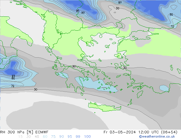 RH 300 hPa ECMWF pt. 03.05.2024 12 UTC