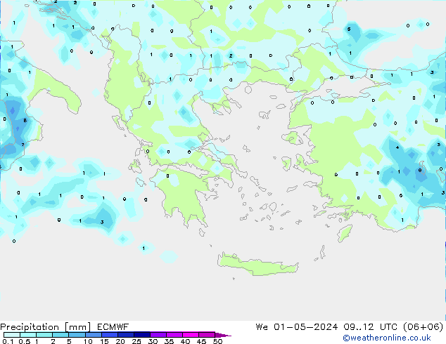 Precipitazione ECMWF mer 01.05.2024 12 UTC