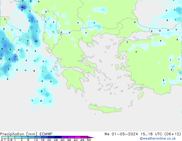 Srážky ECMWF St 01.05.2024 18 UTC