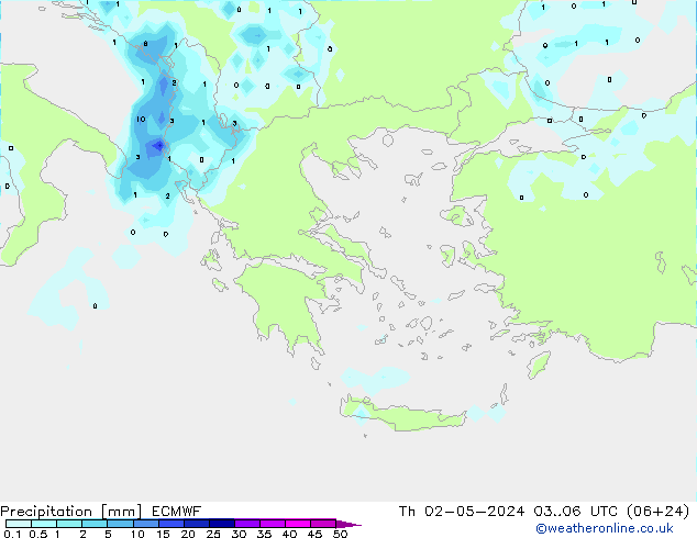 Precipitation ECMWF Th 02.05.2024 06 UTC