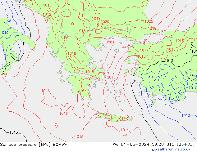 ciśnienie ECMWF śro. 01.05.2024 09 UTC