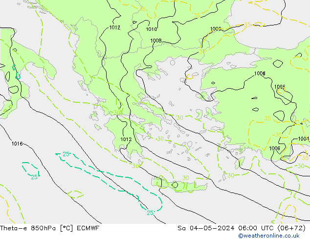 Theta-e 850hPa ECMWF so. 04.05.2024 06 UTC