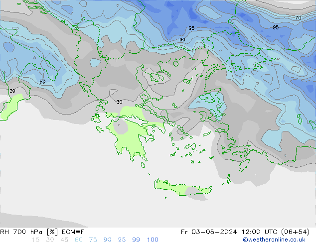 RH 700 hPa ECMWF Fr 03.05.2024 12 UTC