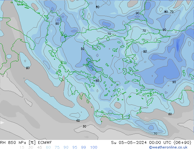 RH 850 hPa ECMWF Su 05.05.2024 00 UTC