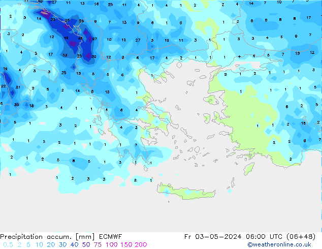 Précipitation accum. ECMWF ven 03.05.2024 06 UTC