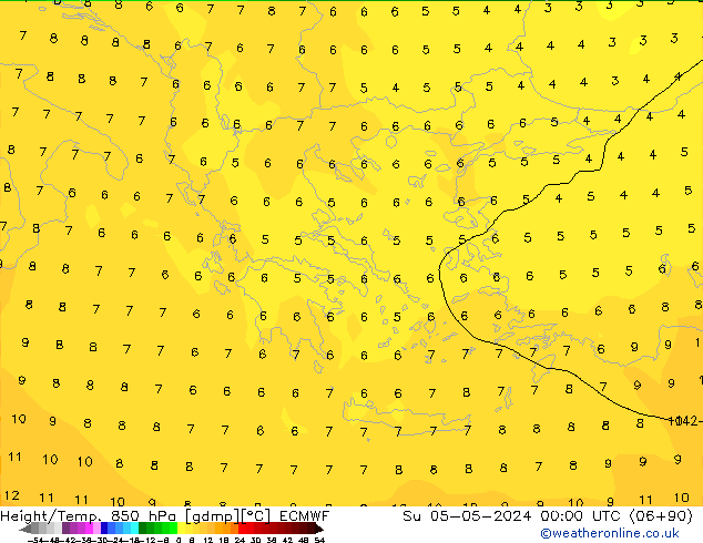 Height/Temp. 850 hPa ECMWF Dom 05.05.2024 00 UTC