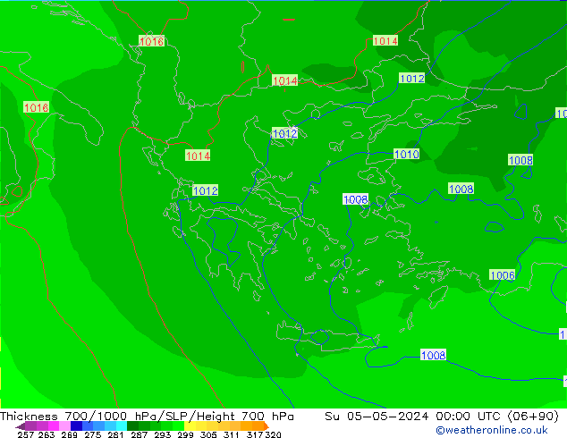 Thck 700-1000 hPa ECMWF Su 05.05.2024 00 UTC