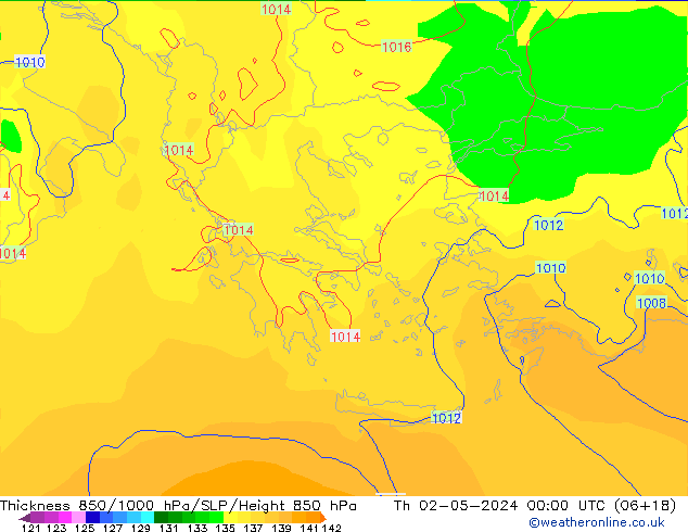 Thck 850-1000 гПа ECMWF чт 02.05.2024 00 UTC