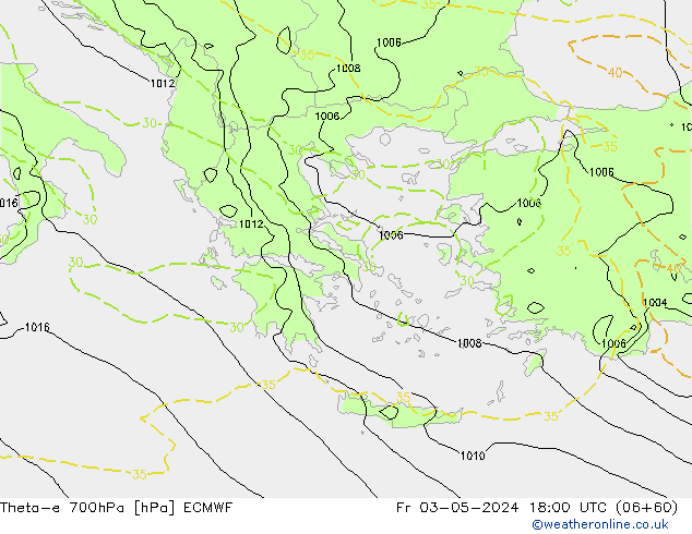 Theta-e 700hPa ECMWF Fr 03.05.2024 18 UTC