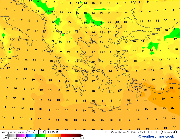 Temperature (2m) ECMWF Th 02.05.2024 06 UTC