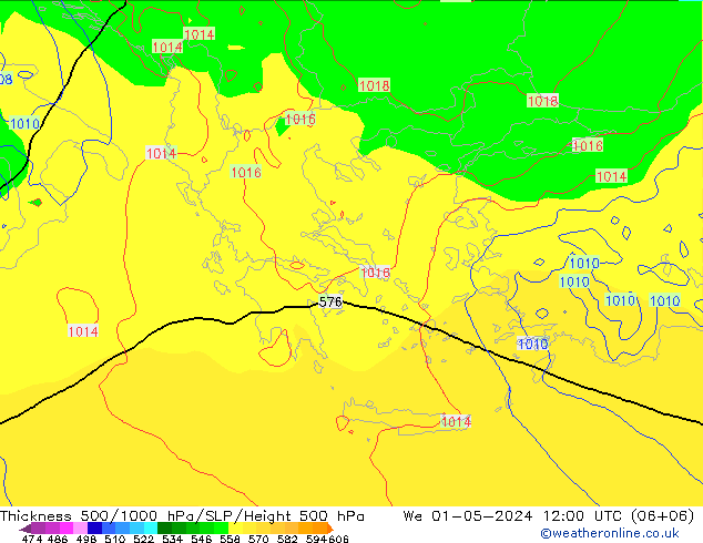 Thck 500-1000hPa ECMWF mer 01.05.2024 12 UTC