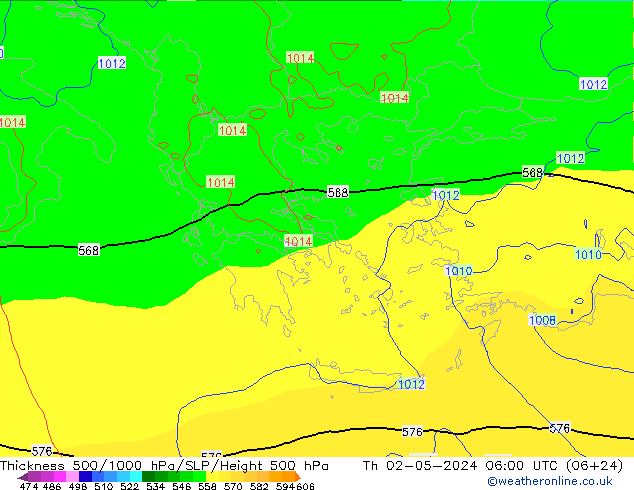 Thck 500-1000hPa ECMWF Th 02.05.2024 06 UTC