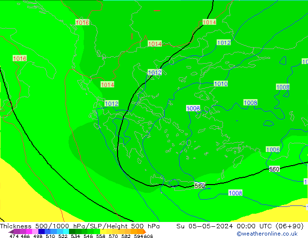 Thck 500-1000hPa ECMWF Su 05.05.2024 00 UTC