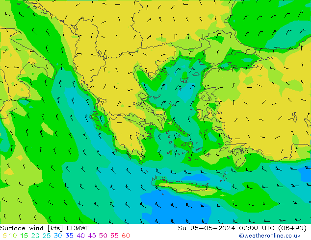 Surface wind ECMWF Su 05.05.2024 00 UTC