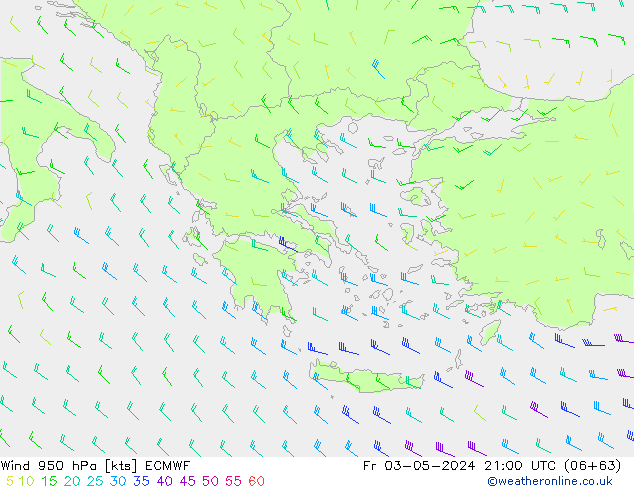 Wind 950 hPa ECMWF Fr 03.05.2024 21 UTC