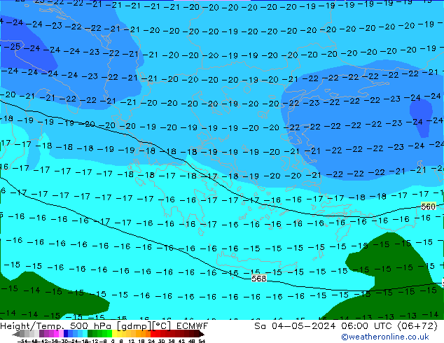 Height/Temp. 500 hPa ECMWF Sa 04.05.2024 06 UTC