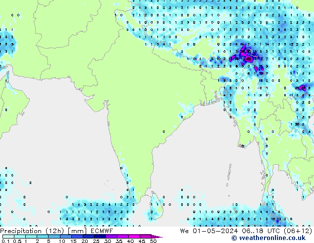 Précipitation (12h) ECMWF mer 01.05.2024 18 UTC