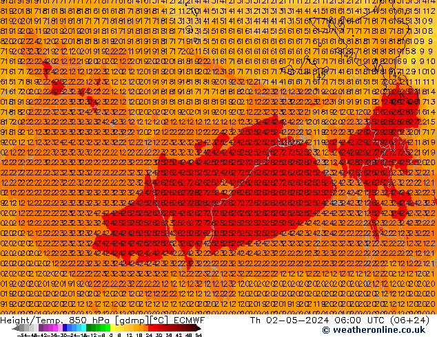 Z500/Rain (+SLP)/Z850 ECMWF czw. 02.05.2024 06 UTC