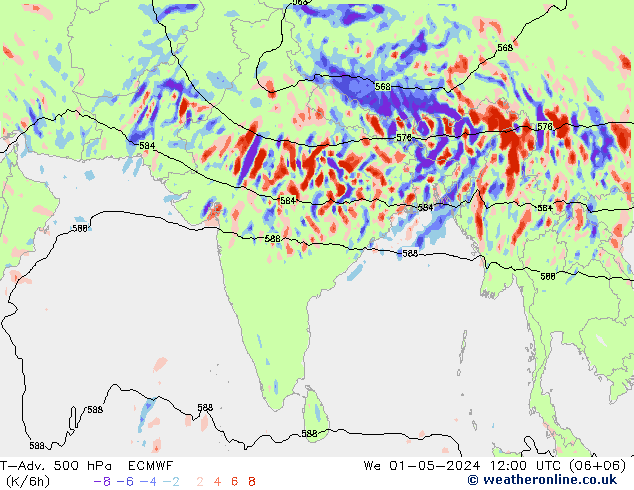 T-Adv. 500 hPa ECMWF mer 01.05.2024 12 UTC