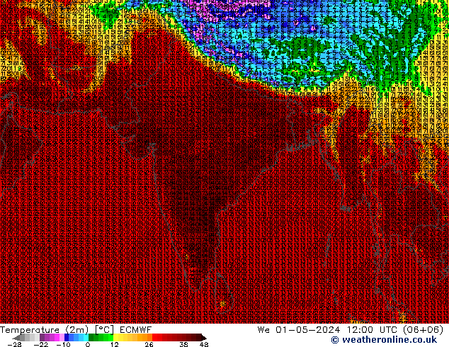 température (2m) ECMWF mer 01.05.2024 12 UTC