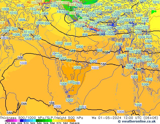 Thck 500-1000hPa ECMWF mer 01.05.2024 12 UTC