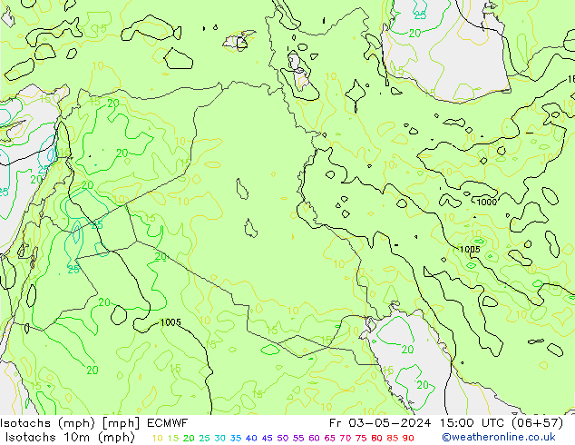 Isotachs (mph) ECMWF Pá 03.05.2024 15 UTC