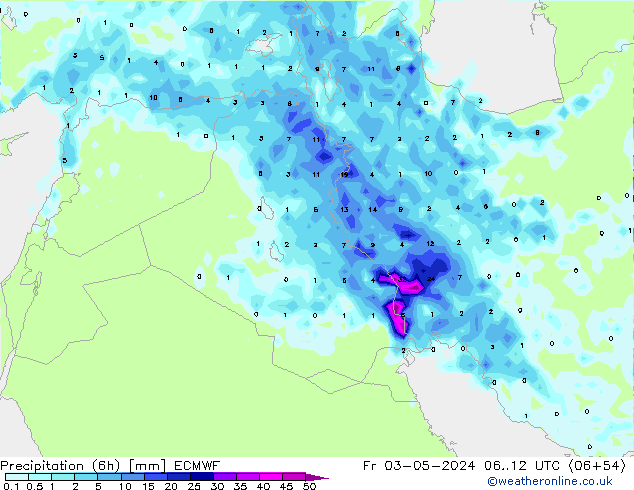 Yağış (6h) ECMWF Cu 03.05.2024 12 UTC