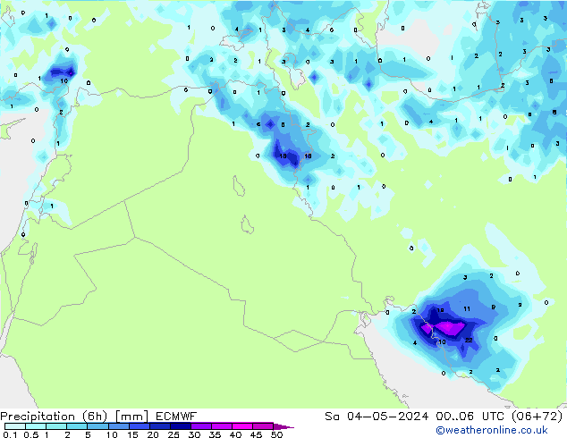 Precipitação (6h) ECMWF Sáb 04.05.2024 06 UTC