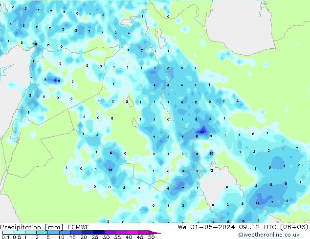 Precipitazione ECMWF mer 01.05.2024 12 UTC