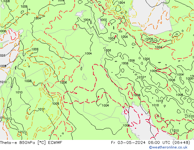 Theta-e 850hPa ECMWF Fr 03.05.2024 06 UTC