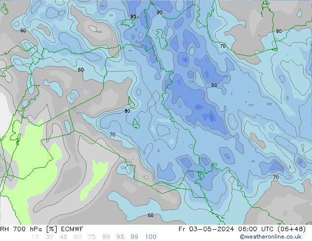 RH 700 hPa ECMWF Fr 03.05.2024 06 UTC